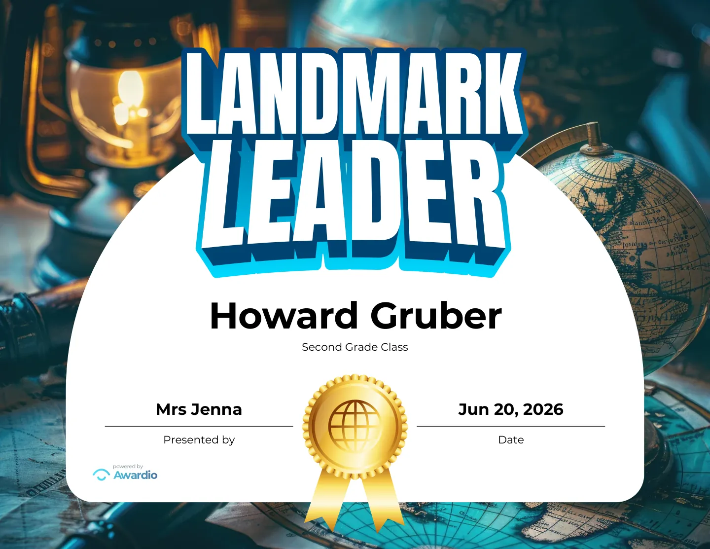 Landmark Leader geography award certificate, an editable certificate template