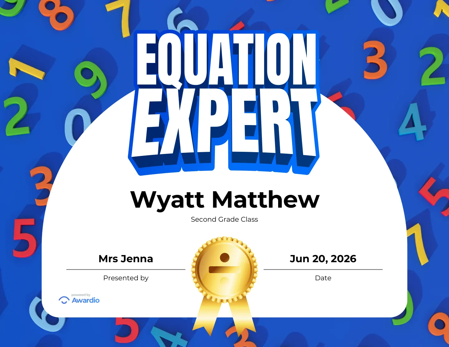 Digital Academic award certificate example