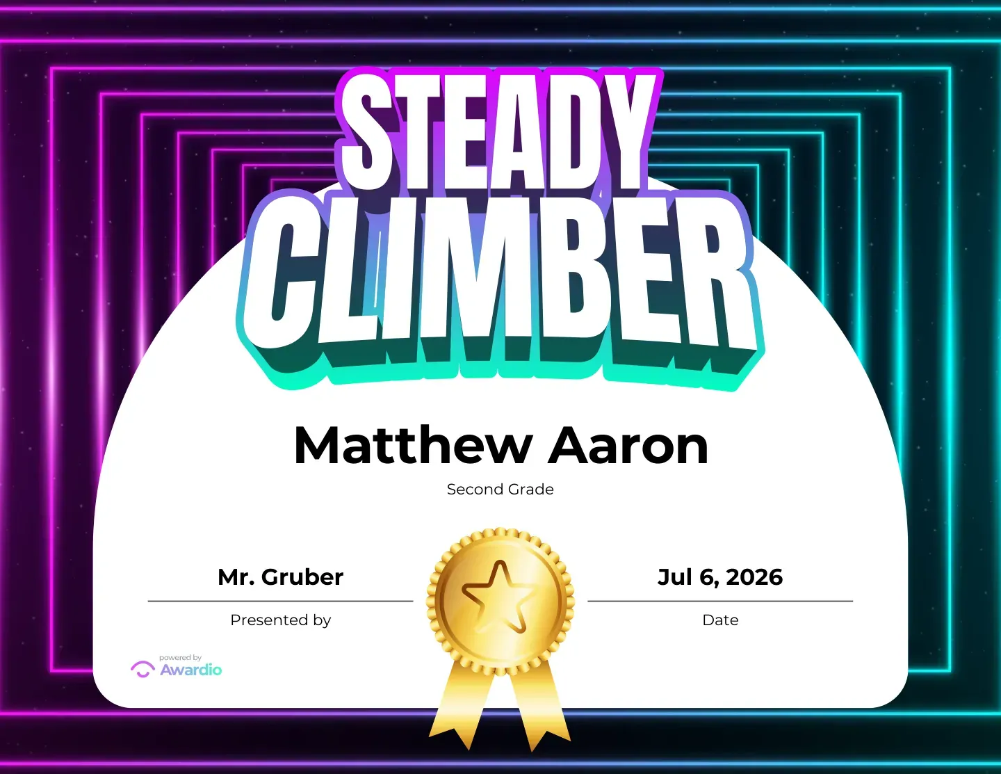 Steady Climber improvement award for steady progress