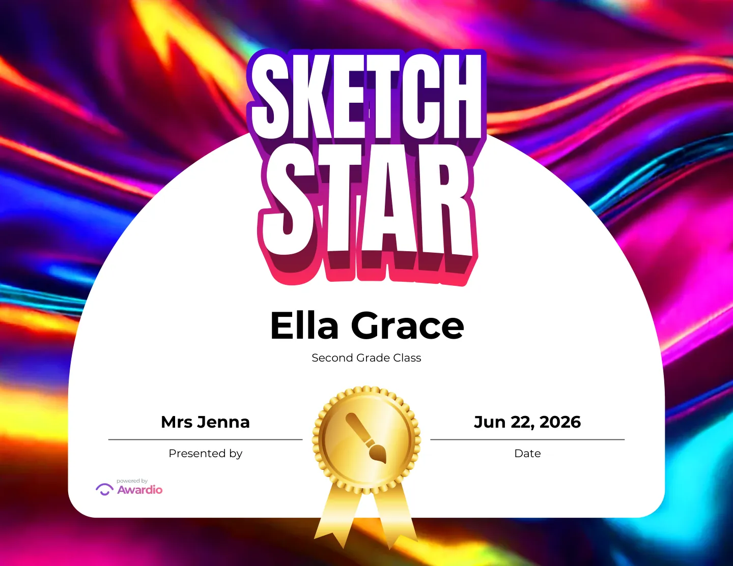 Sketch Star certificate, a free printable art award template