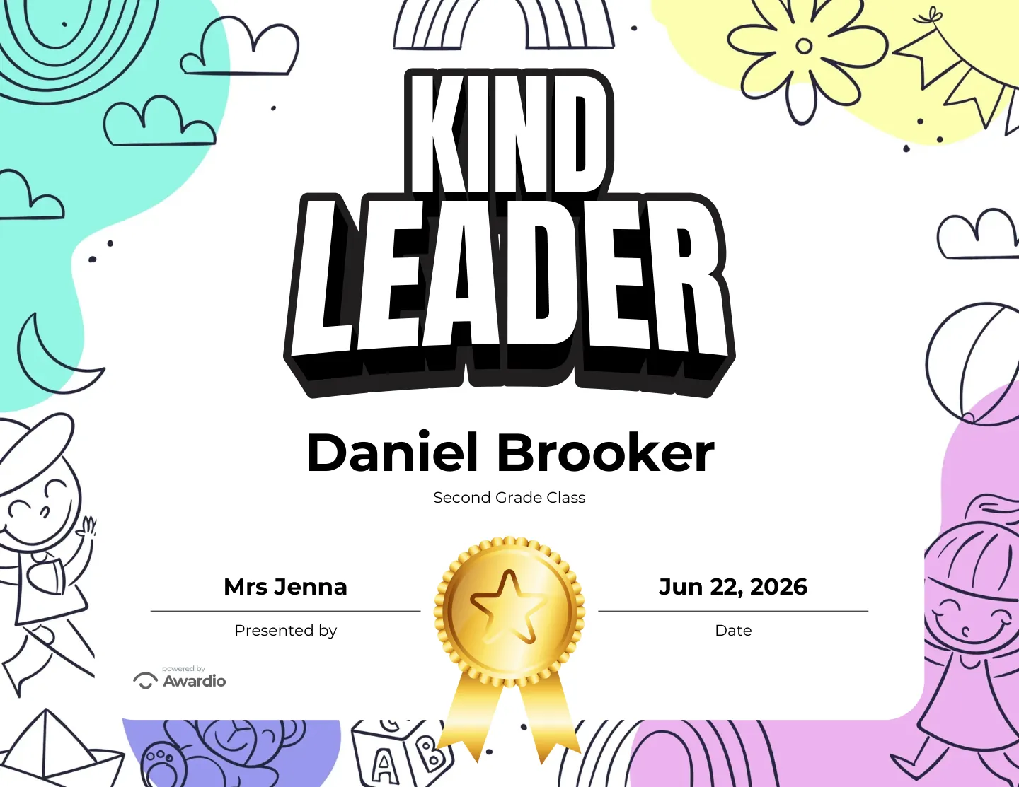 Kind Leader behavior certificate you can personalize and print