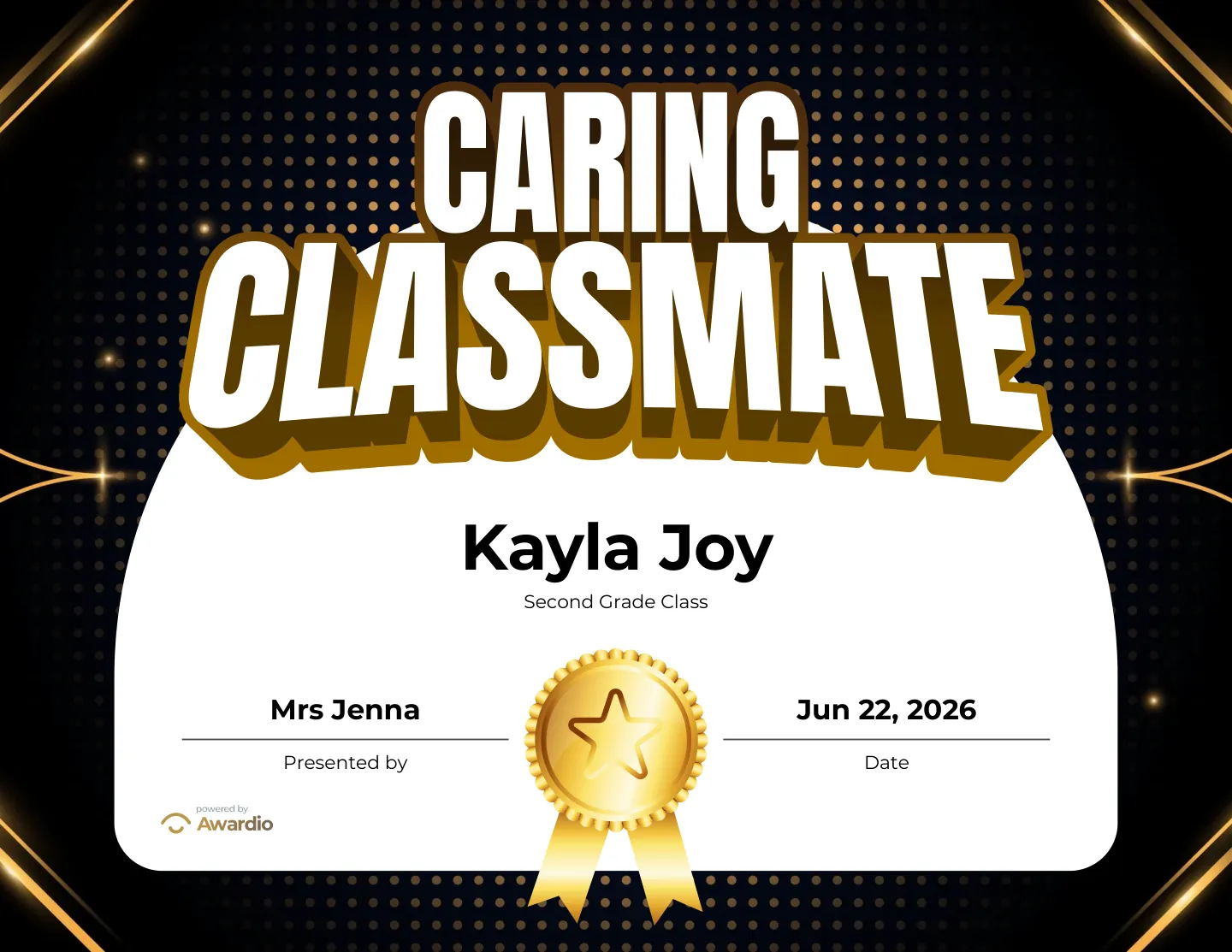 Caring Classmate certificate for the classroom or to send home