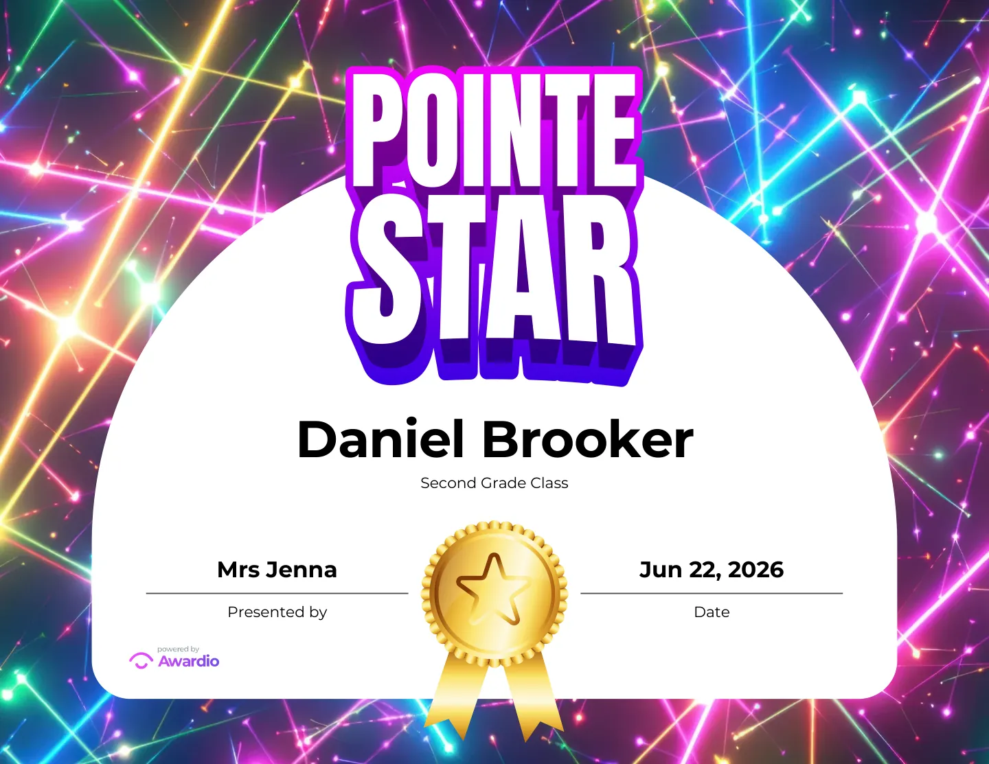 Pointe Star ballet certificate you can personalize and print
