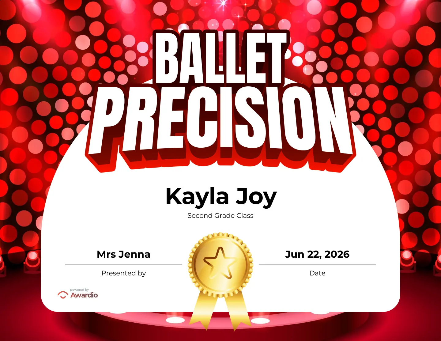 Ballet Precision certificate for the classroom or to send home