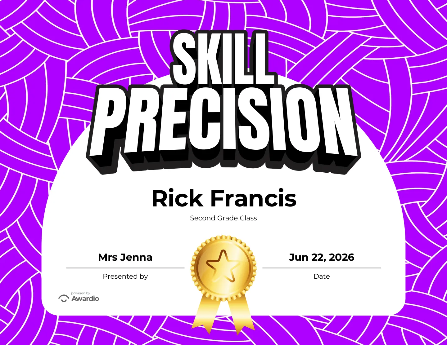 Skill Precision certificate for the classroom or to send home