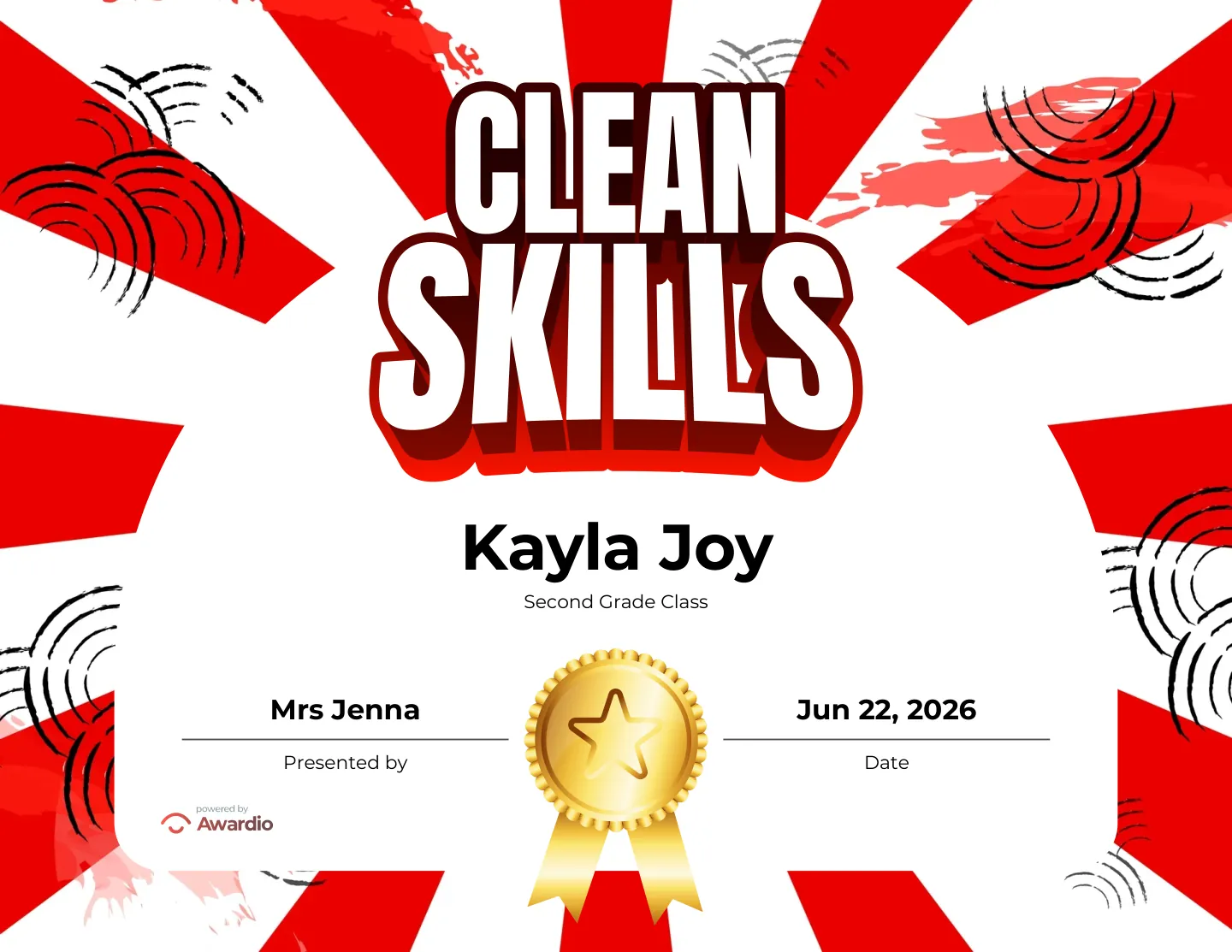 Clean Skills certificate for the classroom or to send home