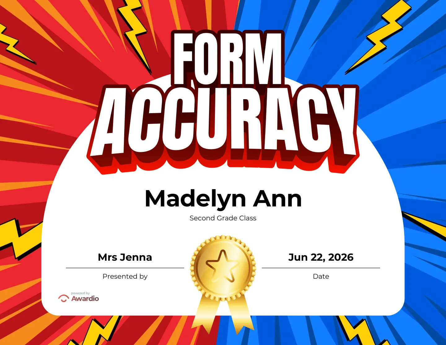 Form Accuracy certificate to reward a student's effort