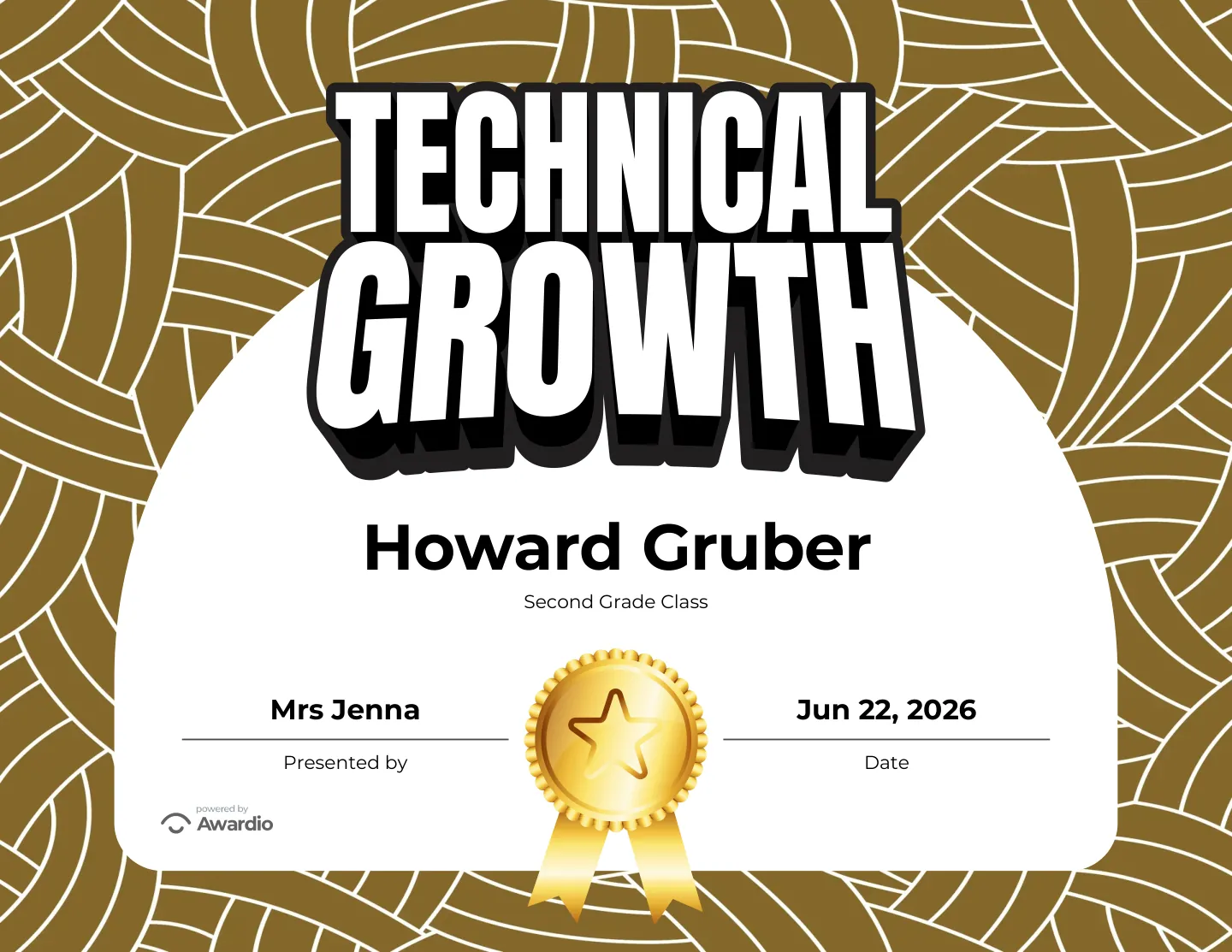 Technical Growth certificate for the classroom or to send home