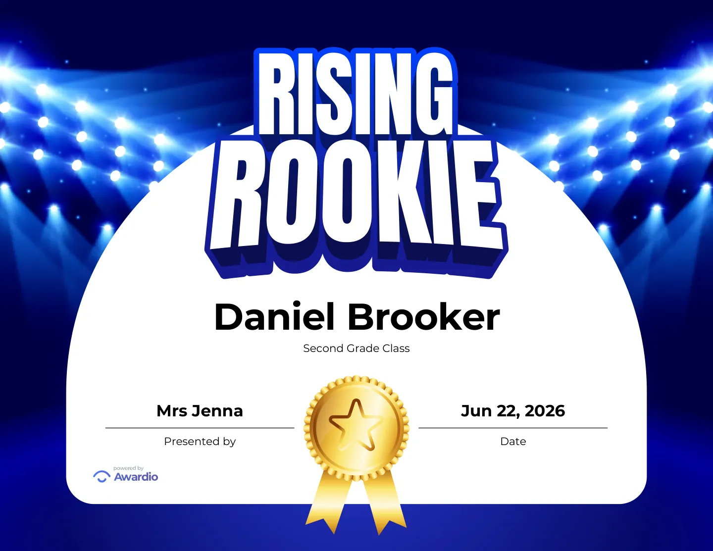 Rising Rookie baseball award certificate you can print or share digitally