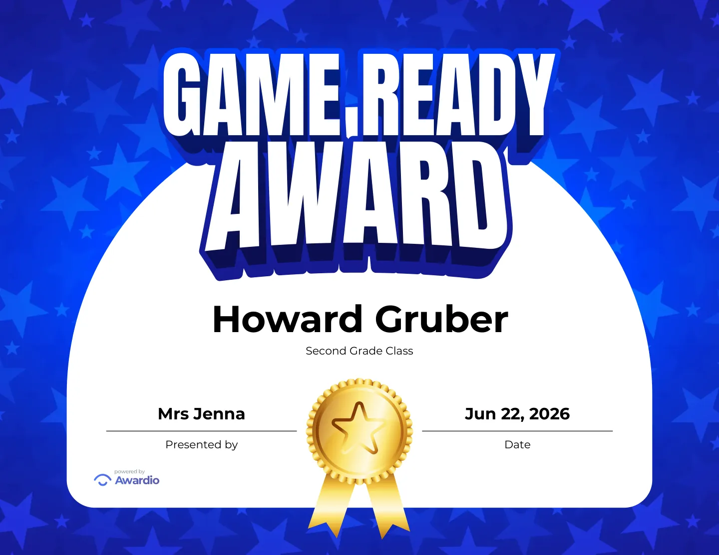 Game Ready Award baseball certificate, an editable certificate template
