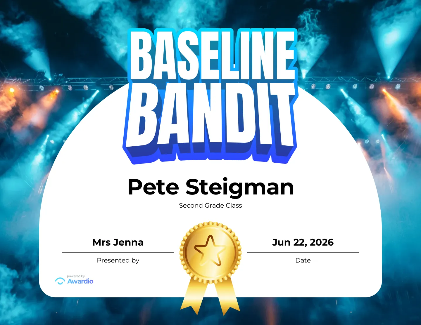 Baseline Bandit basketball award certificate, a free customizable design