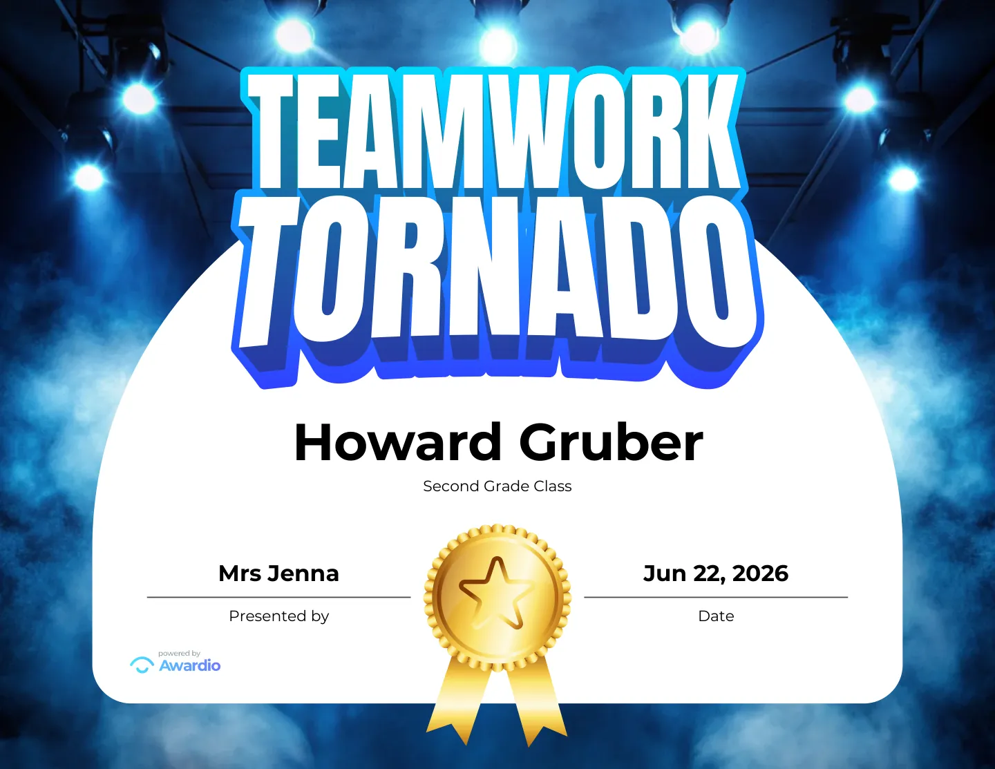 Teamwork Tornado basketball award certificate, an editable certificate template