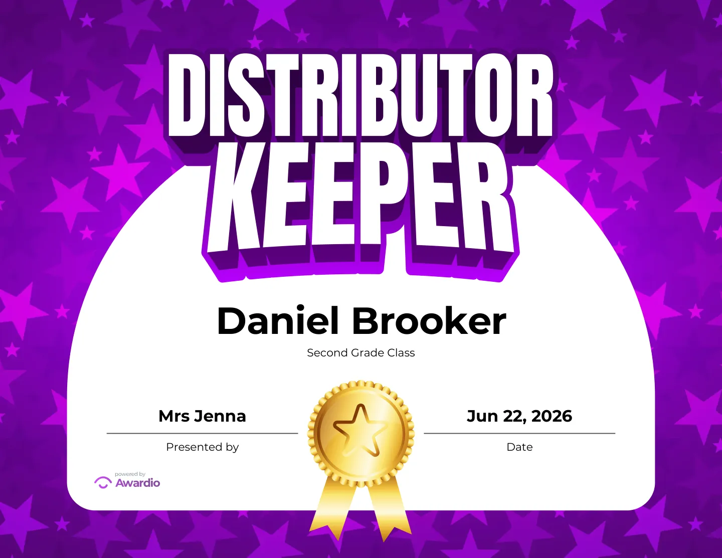 Distributor Keeper soccer award certificate you can print or share digitally