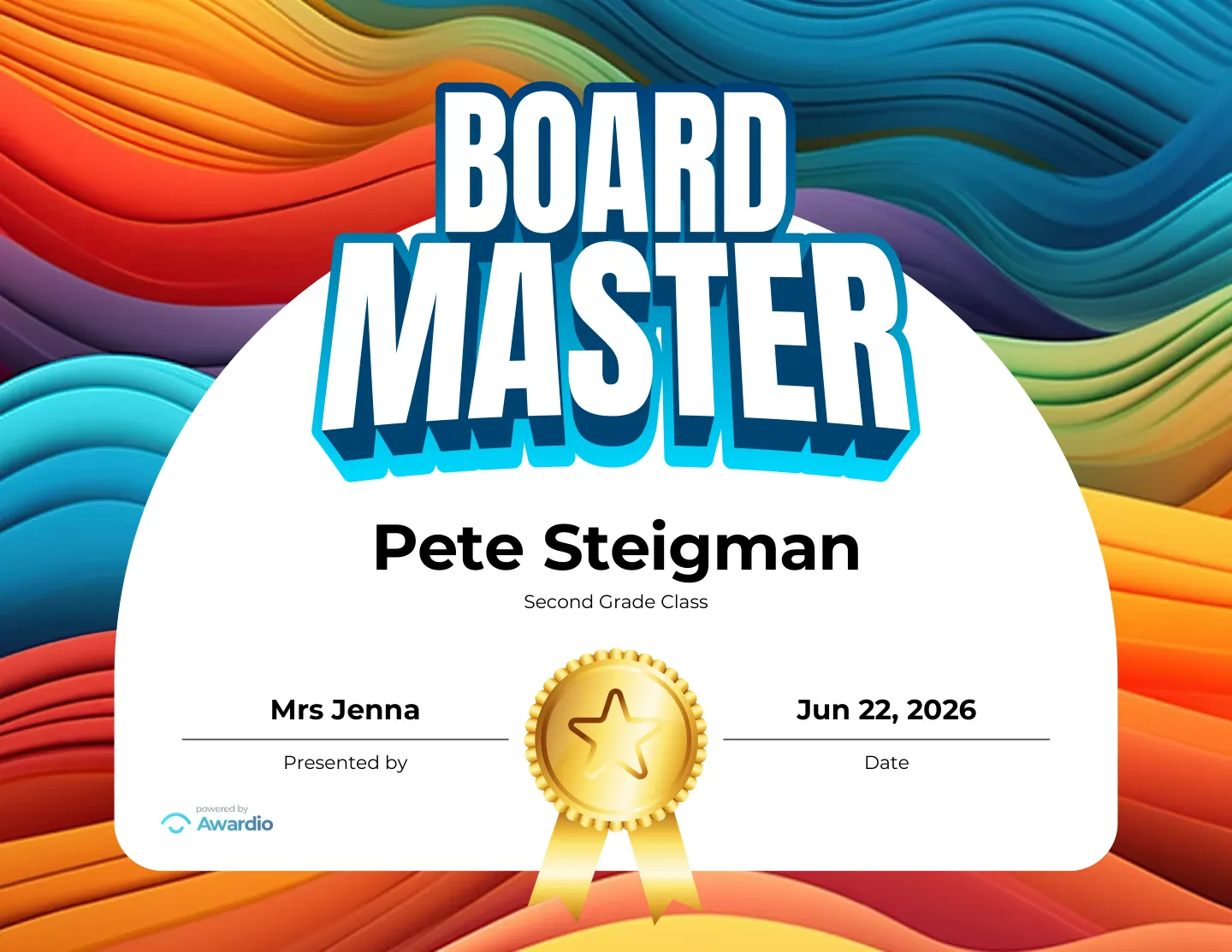 Board Master surfing award certificate, a free customizable design