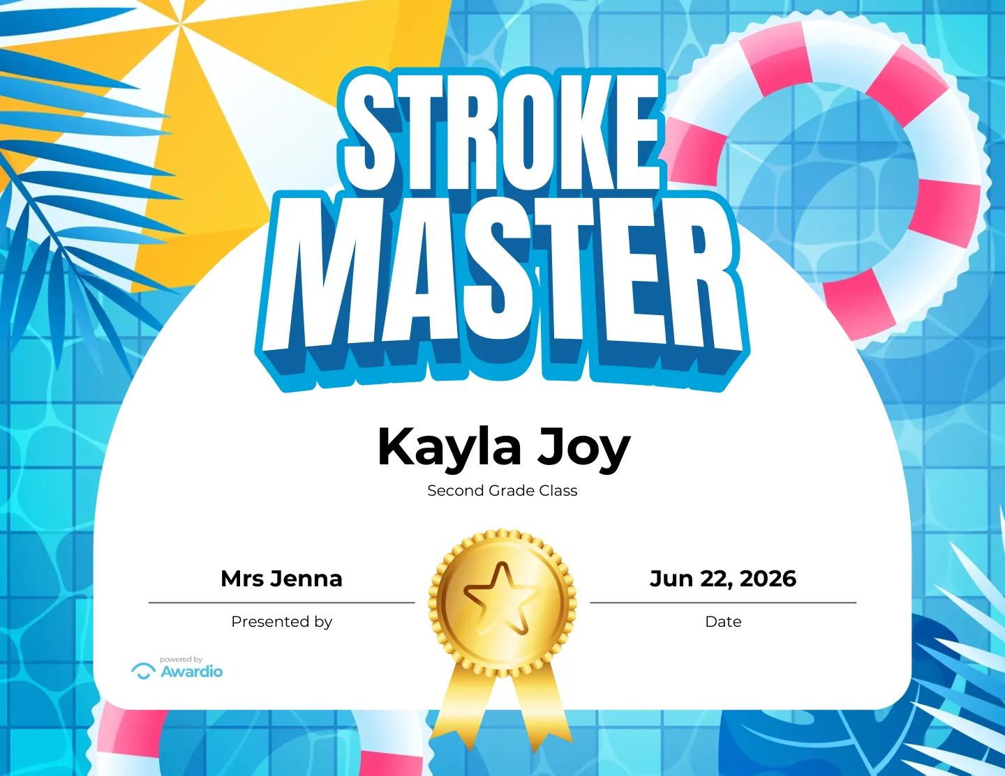 Stroke Master certificate for the classroom or to send home